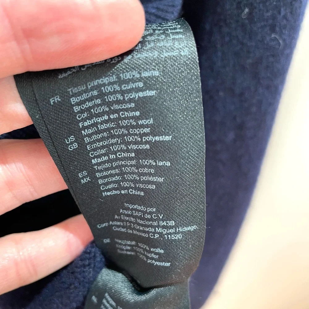 Sandro Sivane Navy Blue 100% Wool Pilgrim Broderie Trim Collar Sweater Size 2(S) - Picture 10 of 10